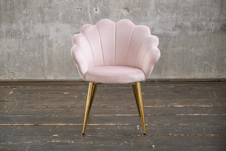 B-Ware KAWOLA Stuhl CARLA Esszimmerstuhl Velvet rosa Fuß gold