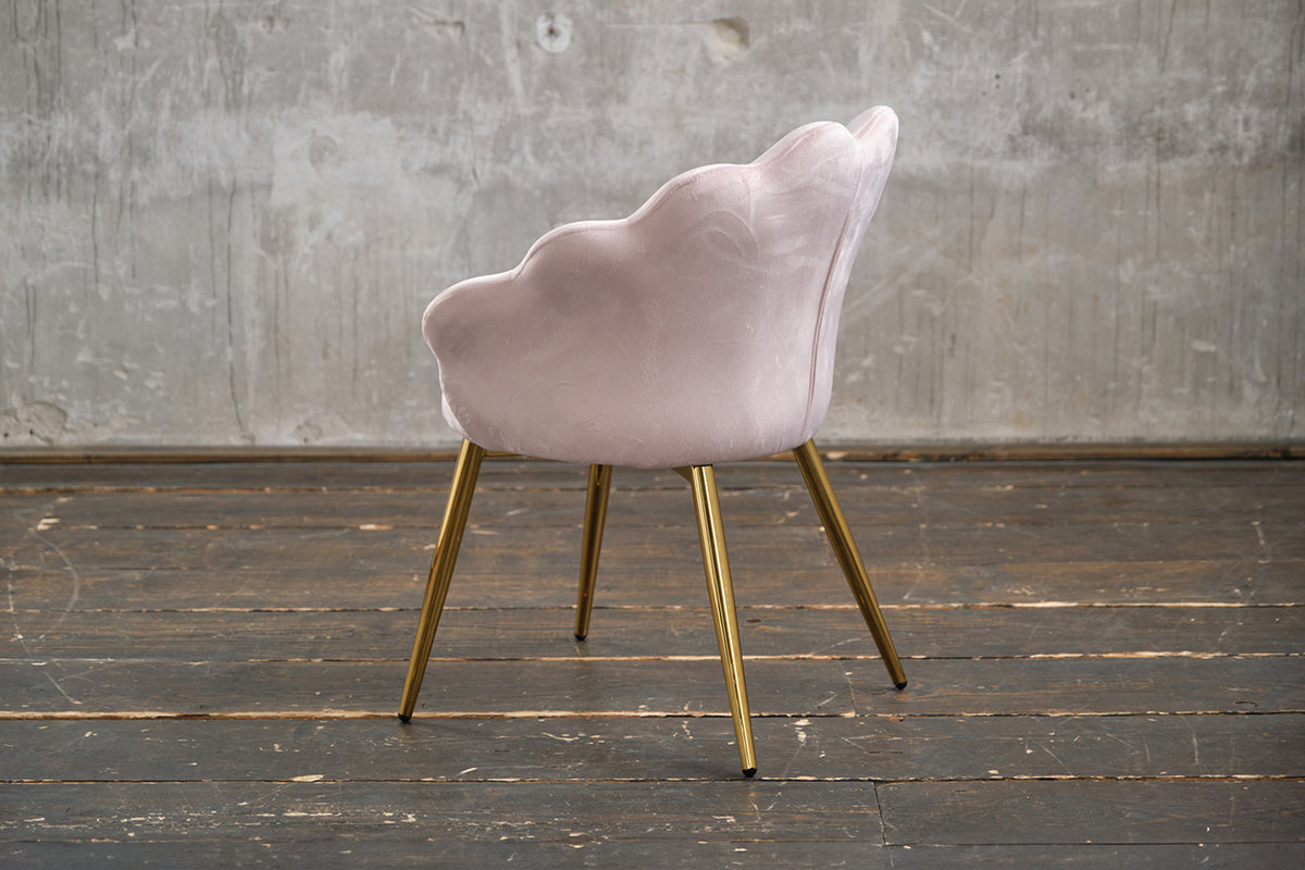 B-Ware KAWOLA Stuhl CARLA Esszimmerstuhl Velvet rosa Fuß gold