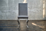 B-Ware_KAWOLA Stuhl LEIA Esszimmerstuhl Barock Velvet grau