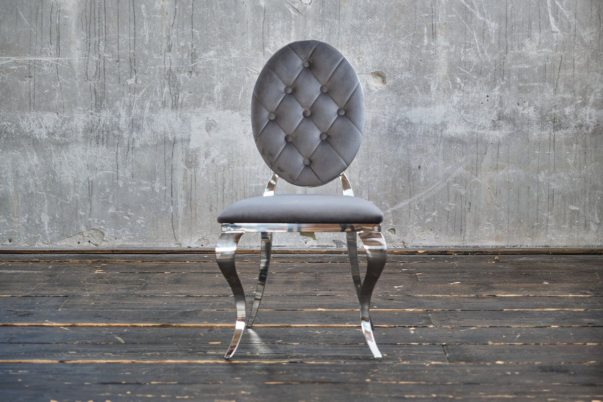 B-Ware KAWOLA Stuhl LINDA Esszimmerstuhl Barock Velvet grau