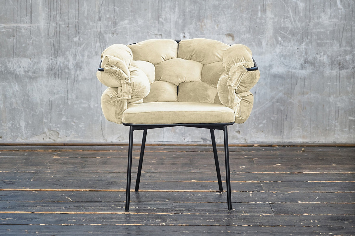 B-Ware KAWOLA Stuhl MONTY Designstuhl Velvet cremeweiß