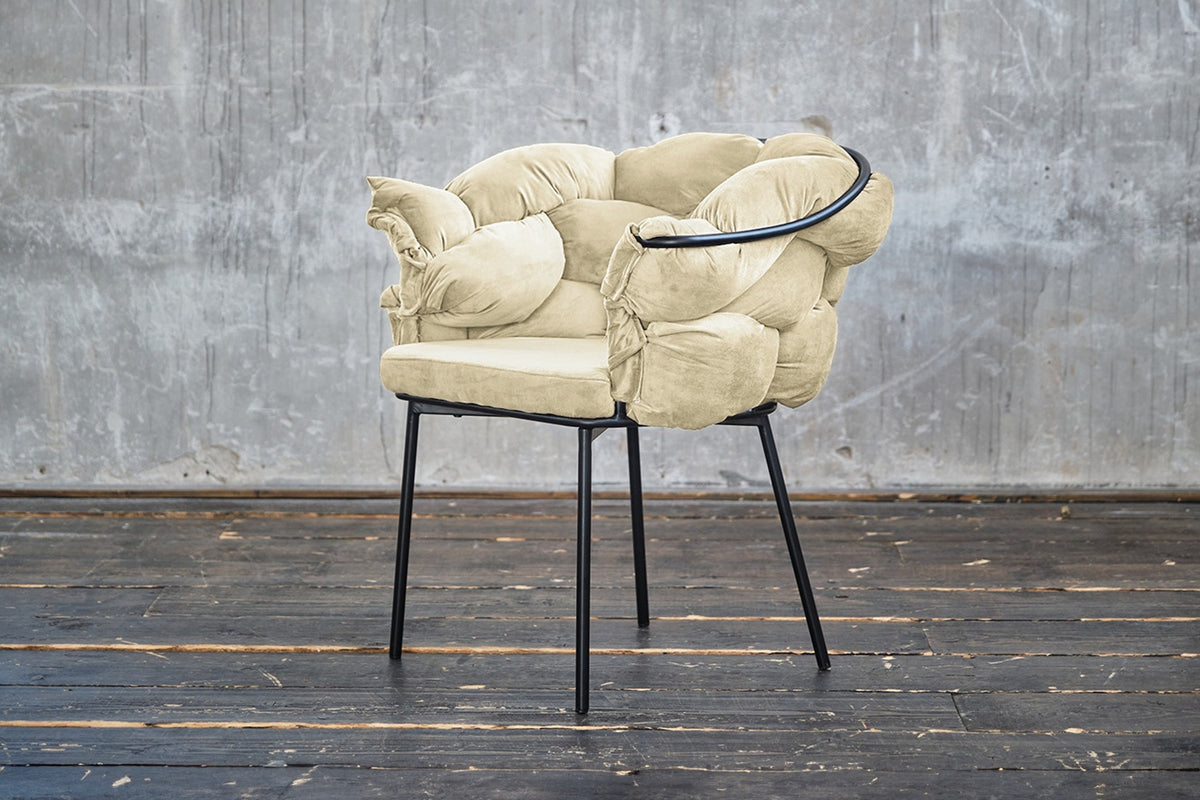 B-Ware KAWOLA Stuhl MONTY Designstuhl Velvet cremeweiß