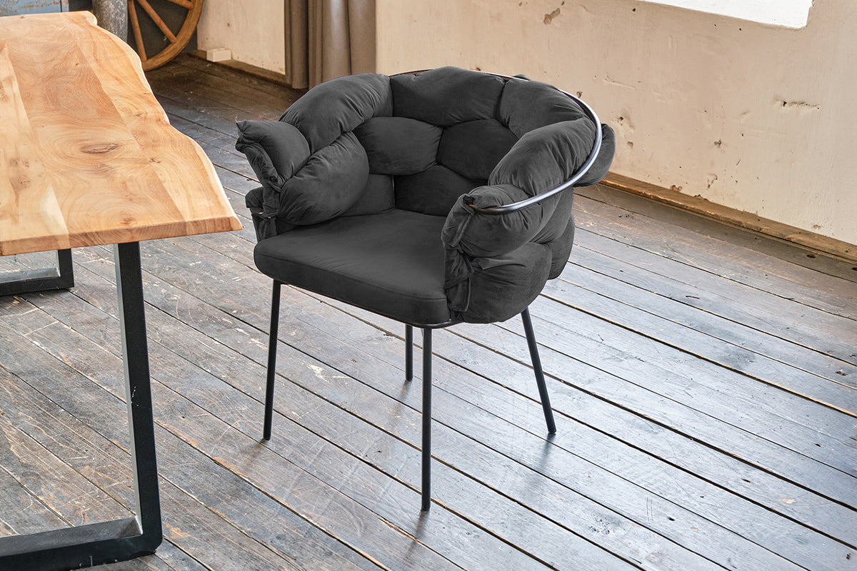 B-Ware KAWOLA Stuhl MONTY Designstuhl Velvet schwarz