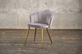 B-Ware_ KAWOLA Stuhl SALLY Esszimmerstuhl Velvet silber Fuß gold