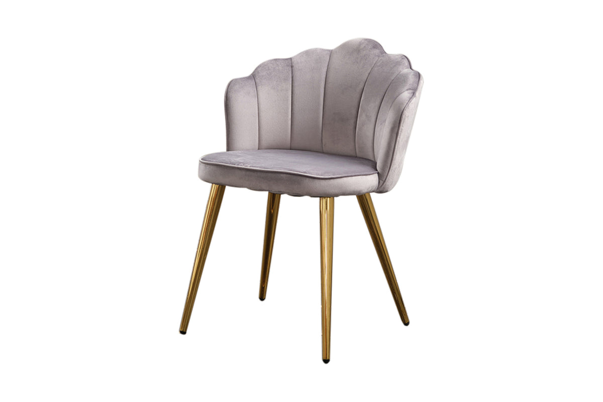 B-Ware_ KAWOLA Stuhl SALLY Esszimmerstuhl Velvet silber Fuß gold