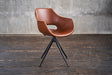B-Ware KAWOLA Stuhl ZAJA Esszimmerstuhl Kunstleder drehbar Vintage cognac