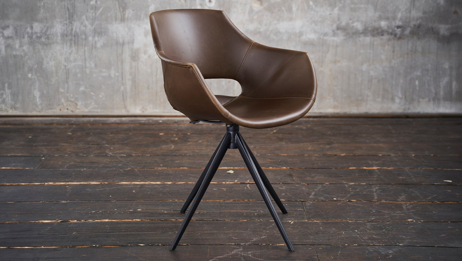 B-Ware KAWOLA Stuhl ZAJA Esszimmerstuhl Kunstleder drehbar Vintage dunkelbraun
