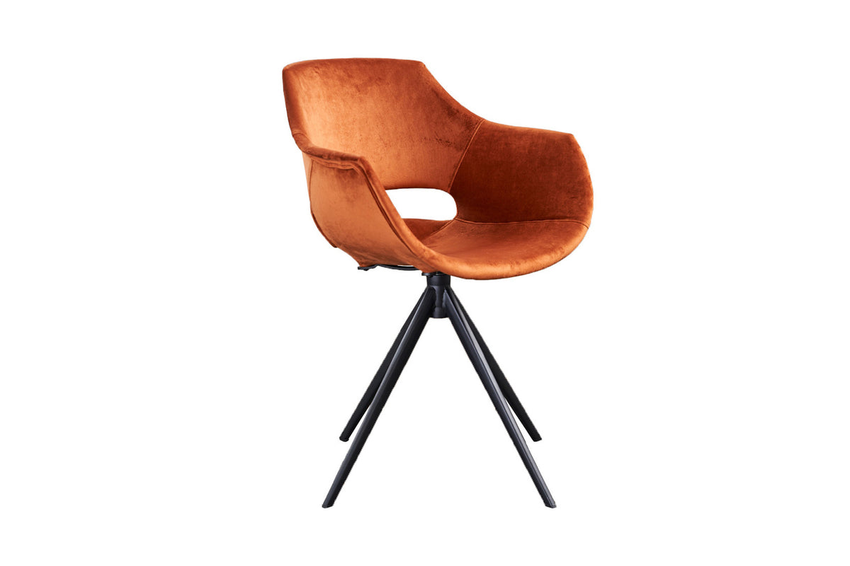 B-Ware KAWOLA Stuhl ZAJA Esszimmerstuhl Velvet drehbar cognac