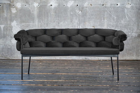 KAWOLA Bank MONTY Sitzbank 180cm Velvet schwarz