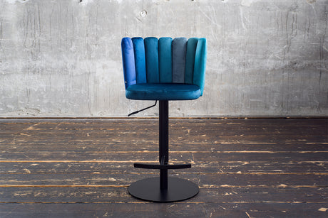 KAWOLA Barhocker JADA Drehstuhl höhenverstellbar Velvet blau