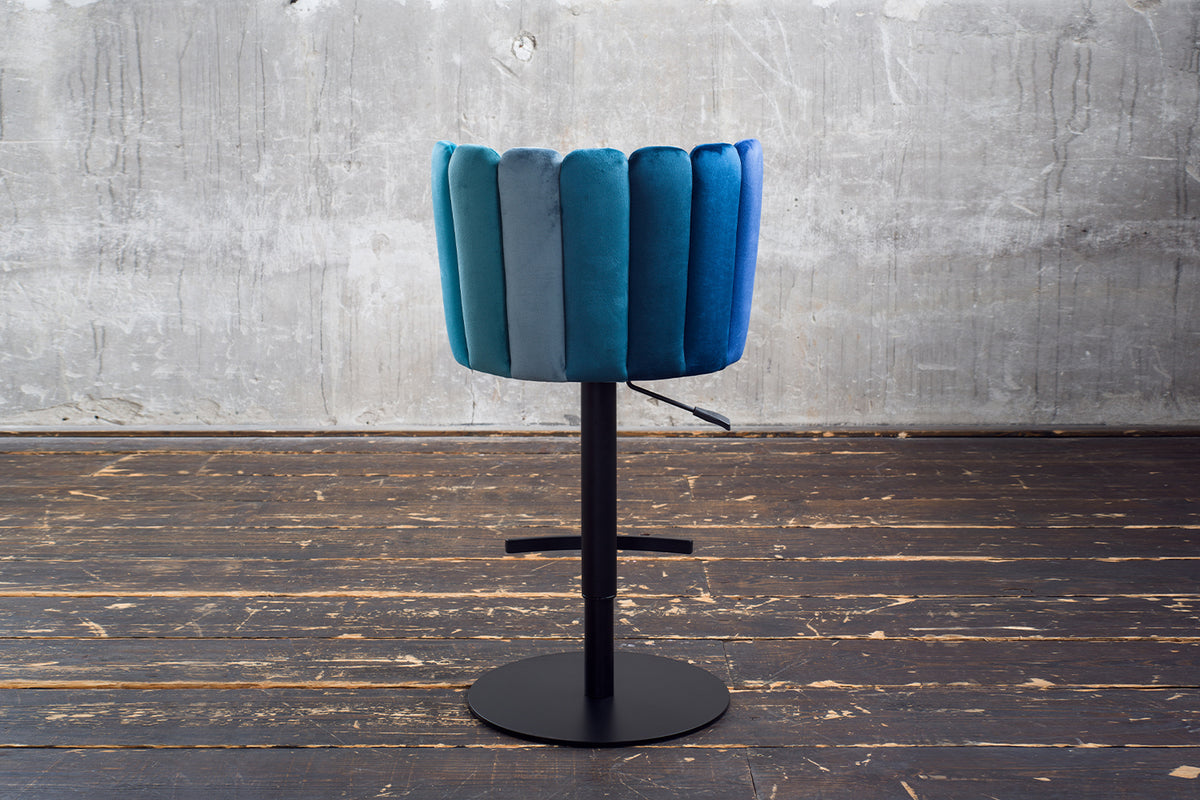KAWOLA Barhocker JADA Drehstuhl höhenverstellbar Velvet blau