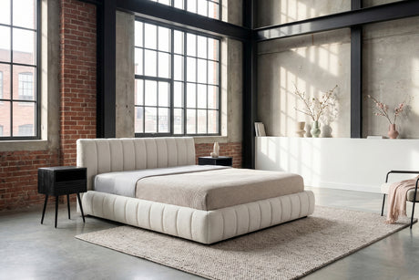 KAWOLA Bett ALIOTTA Polsterbett Stoff cremeweiß, 200 x 140 cm, Mit Lattenrost