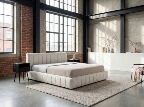 KAWOLA Bett ALIOTTA Polsterbett Stoff cremeweiß, 200 x 200 cm, Ohne Lattenrost