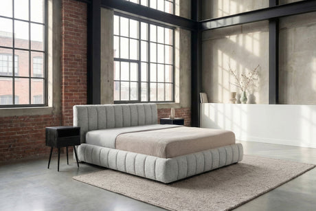KAWOLA Bett ALIOTTA Polsterbett Stoff grau, 200 x 160 cm, Mit Lattenrost