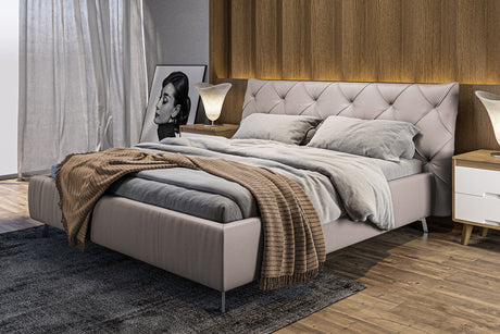KAWOLA Bett ANNY Polsterbett Leder hellgrau, 200 x 160 cm, 111