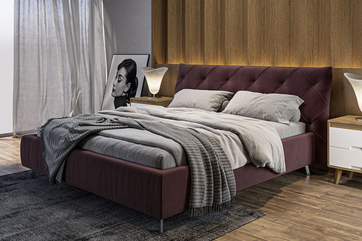 KAWOLA Bett ANNY Polsterbett Velvet purple, 200 x 180 cm, 111