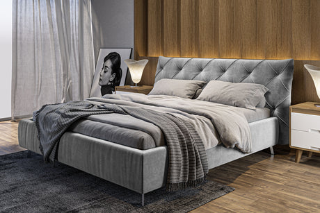 KAWOLA Bett ANNY Polsterbett Velvet silber, 200 x 160 cm, 111
