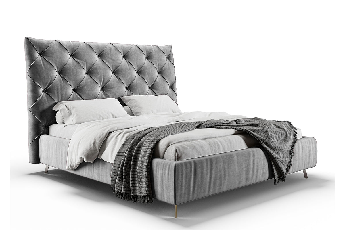 KAWOLA Bett ANNY Polsterbett Velvet silber