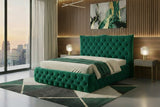 KAWOLA Bett BERTINI Polsterbett Velvet grün mit Lattenrost, 200 x 180 cm