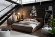 KAWOLA Bett CARLO Polsterbett Stoff braun, 200 x 140 cm