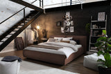 KAWOLA Bett CARLO Polsterbett Stoff braun, 200 x 160 cm