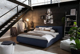 KAWOLA Bett CARLO Polsterbett Stoff dunkelblau, 200 x 180 cm
