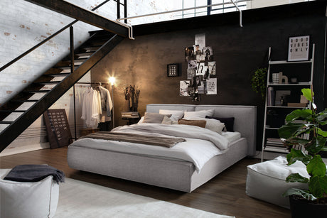 KAWOLA Bett CARLO Polsterbett Stoff grau, 200 x 140 cm