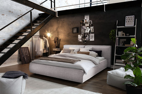 KAWOLA Bett CARLO Polsterbett Stoff hellgrau, 200 x 140 cm