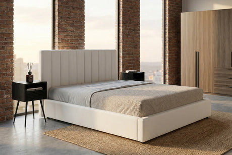KAWOLA Bett CATTURA Polsterbett Velvet creme, 200 x 180 cm, Mit Lattenrost