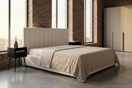 KAWOLA Bett CATTURA Polsterbett Velvet creme, 200 x 200 cm, Mit Lattenrost
