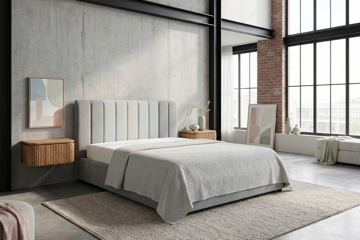 KAWOLA Bett CATTURA Polsterbett Velvet grau, 200 x 160 cm, Ohne Lattenrost
