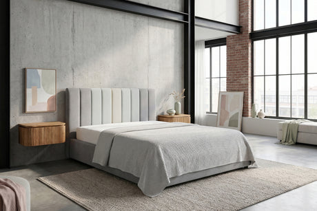 KAWOLA Bett CATTURA Polsterbett Velvet grau, 200 x 160 cm, Ohne Lattenrost