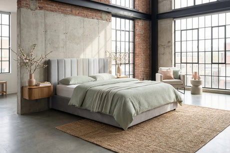 KAWOLA Bett CATTURA Polsterbett Velvet grau, 200 x 180 cm, Ohne Lattenrost