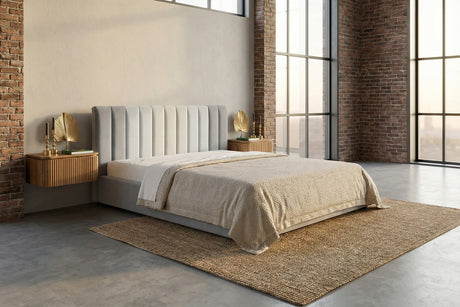 KAWOLA Bett CATTURA Polsterbett Velvet grau, 200 x 200 cm, Ohne Lattenrost