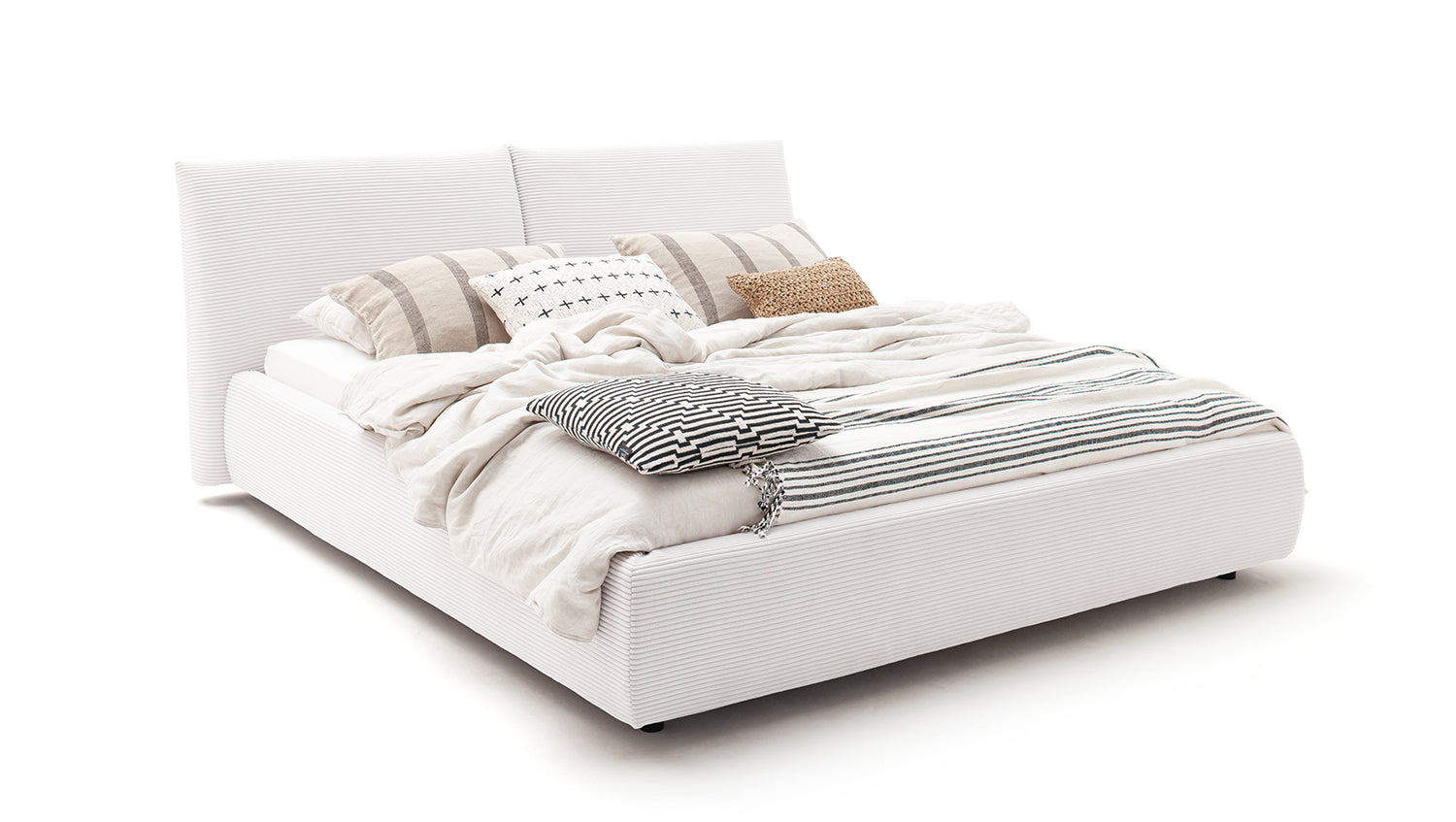 KAWOLA Bett HENRY Polsterbett Cord cremeweiß