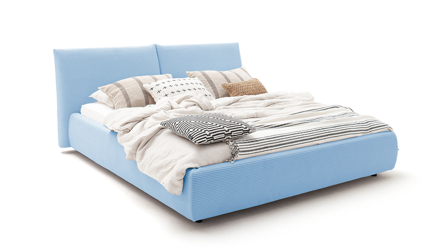 KAWOLA Bett HENRY Polsterbett Cord hellblau