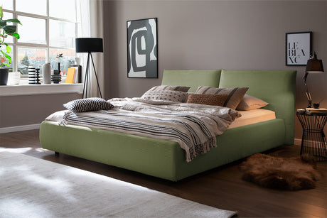 KAWOLA Bett HENRY Polsterbett Cord olivgrün, 200 x 140 cm