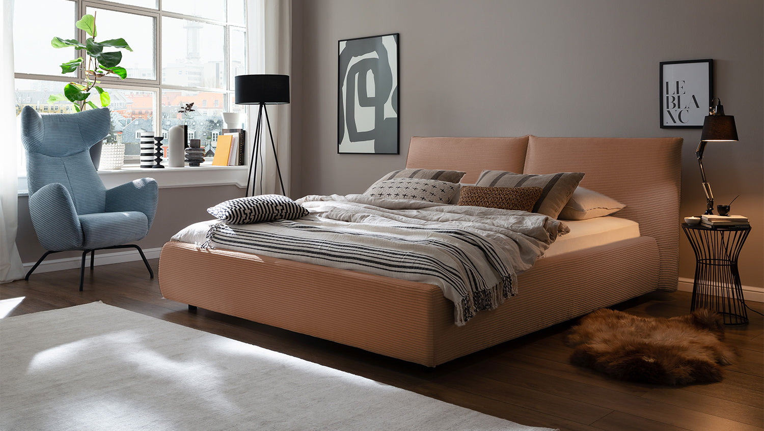 KAWOLA Bett HENRY Polsterbett Cord rost