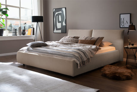 KAWOLA Bett HENRY Polsterbett Cord taupe, 200 x 200 cm