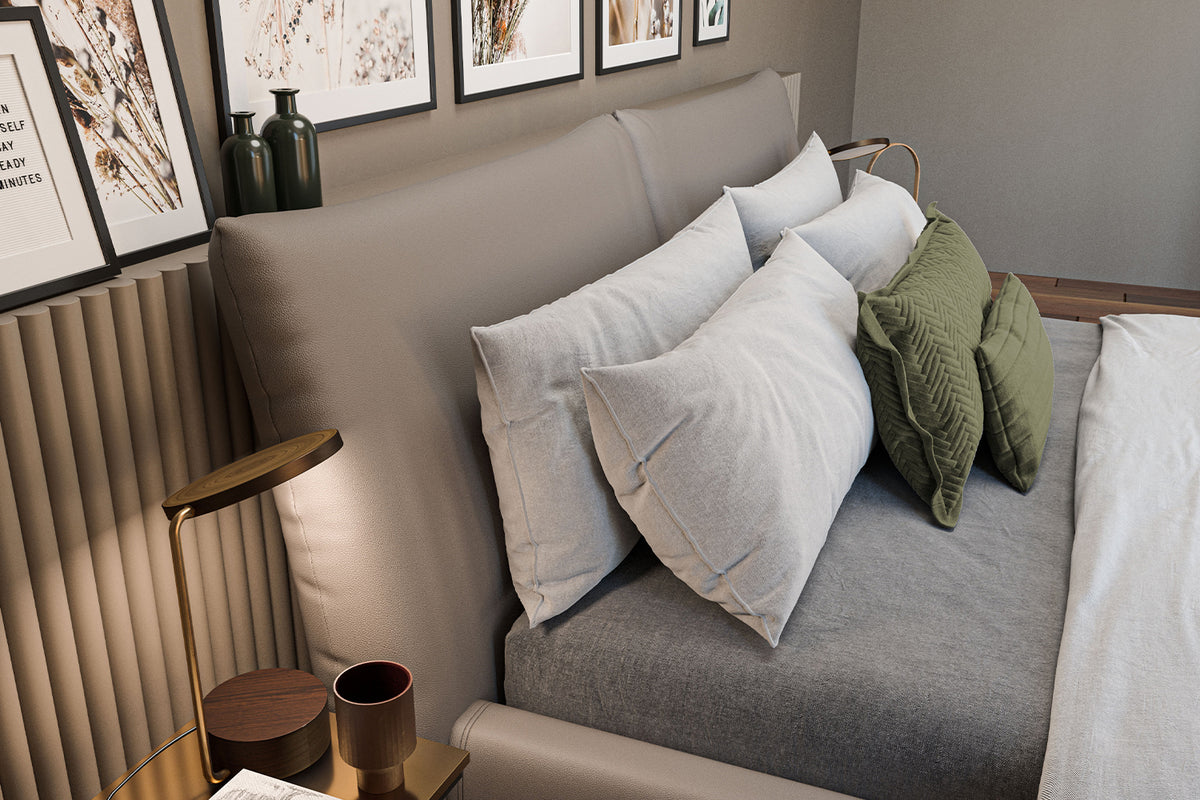 KAWOLA Bett HENRY Polsterbett Leder grau