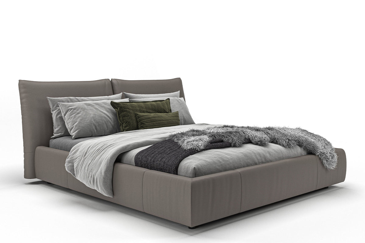 KAWOLA Bett HENRY Polsterbett Leder grau