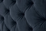 KAWOLA Bett SINDAR Boxspringbett Stoff dunkelblau Fuß silber ohne Topper