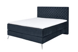 KAWOLA Bett SINDAR Boxspringbett Stoff dunkelblau Fuß silber ohne Topper
