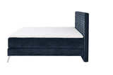 KAWOLA Bett SINDAR Boxspringbett Stoff dunkelblau Fuß silber ohne Topper
