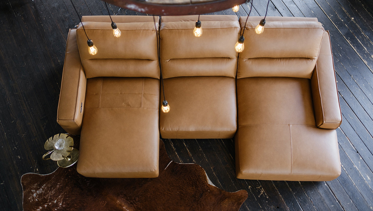 KAWOLA Big Sofa DORI motorischer Sitzvorzug Leder cognac