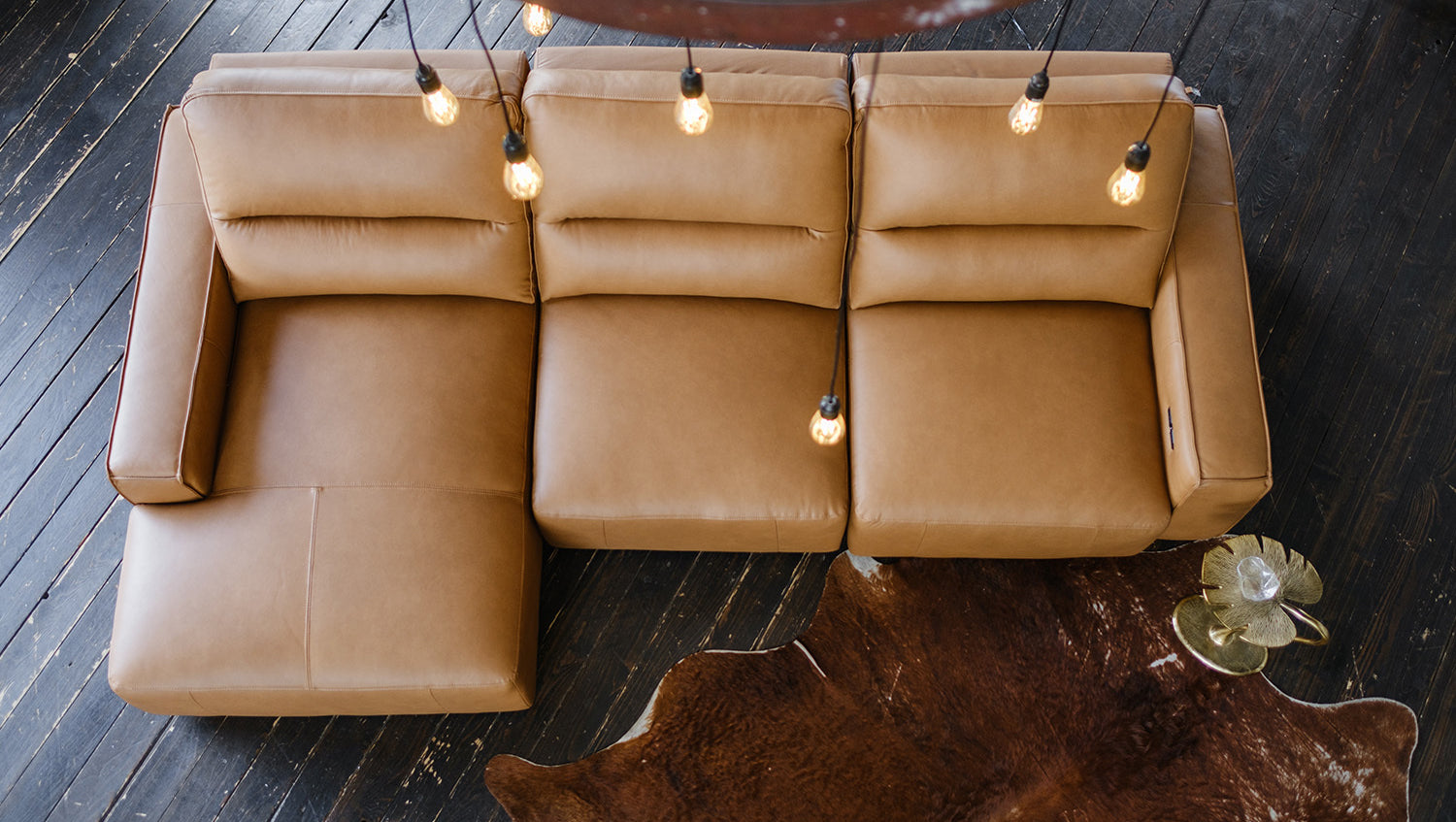 KAWOLA Big Sofa DORI motorischer Sitzvorzug Leder cognac