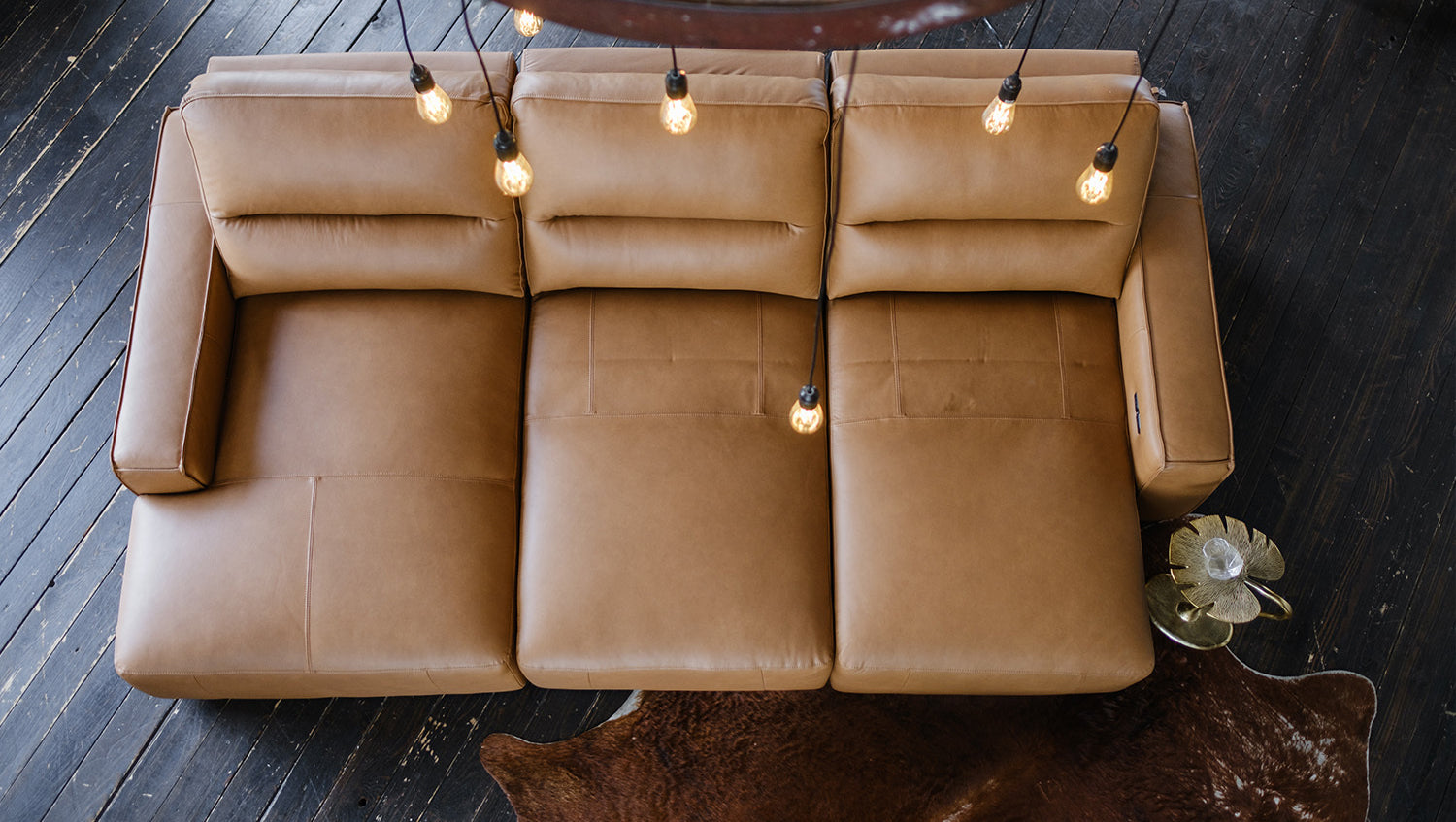 KAWOLA Big Sofa DORI motorischer Sitzvorzug Leder cognac