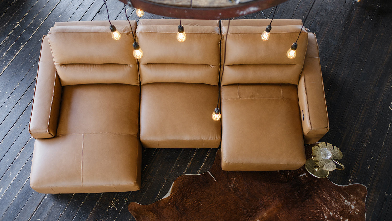 KAWOLA Big Sofa DORI motorischer Sitzvorzug Leder cognac