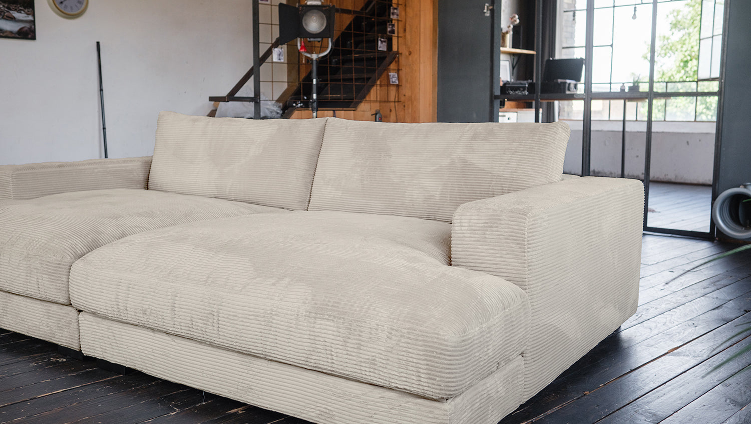 KAWOLA Big Sofa MADELINE Cord cremeweiß