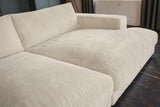 KAWOLA Big Sofa MADELINE Cord cremeweiß mit Hocker und 4 Zierkissen